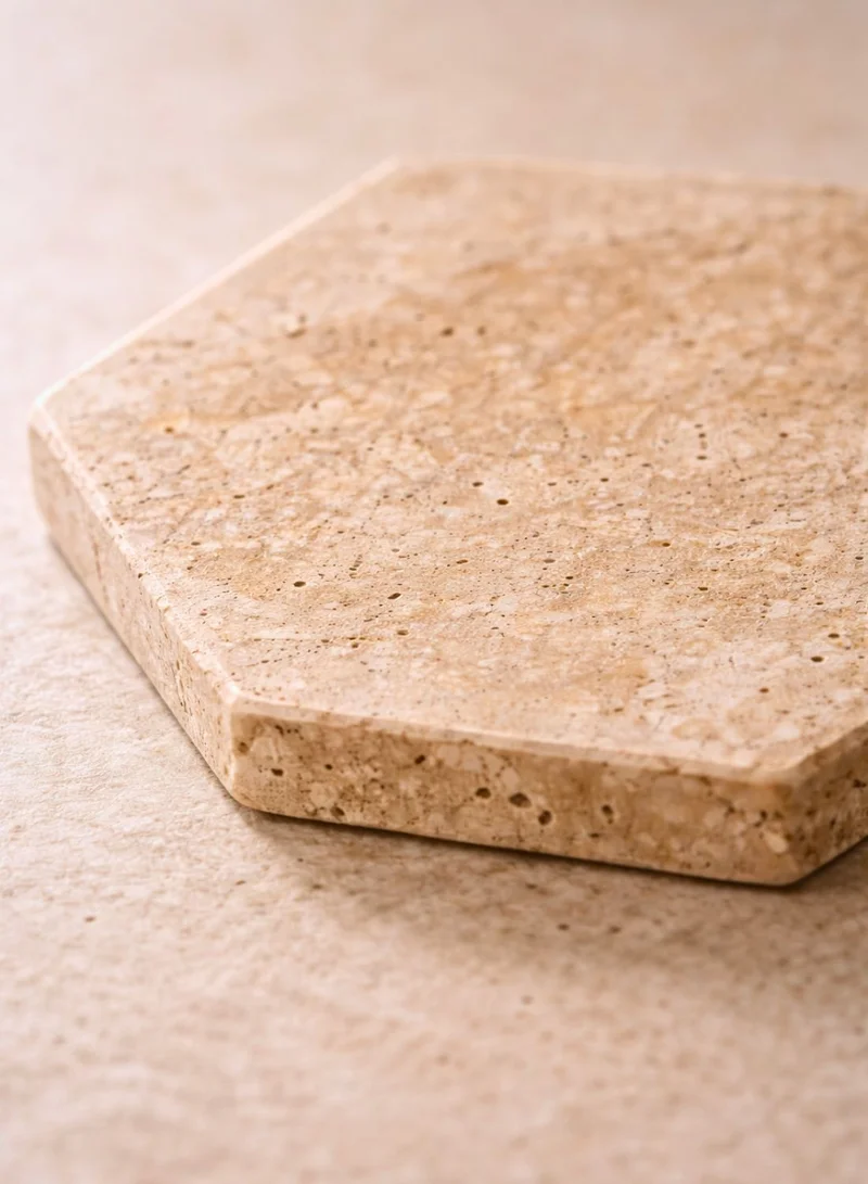1Chase Hexagon Travertine Coasters Set of 4, Natural Marble Hexagon Drink Coasters, Absorbent Stone Coasters for Coffee Table, Dining Table & Home Décor  | Best Price UAE